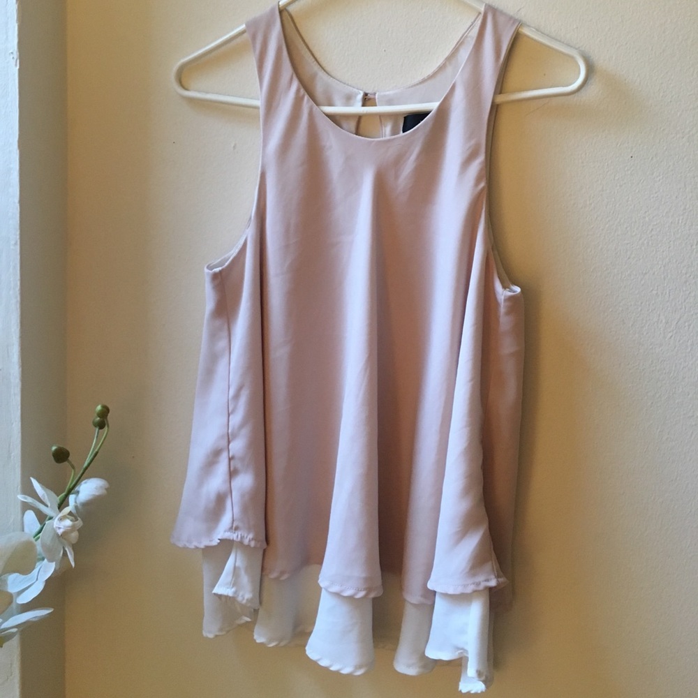 Pink/white silk tank Sz S/P